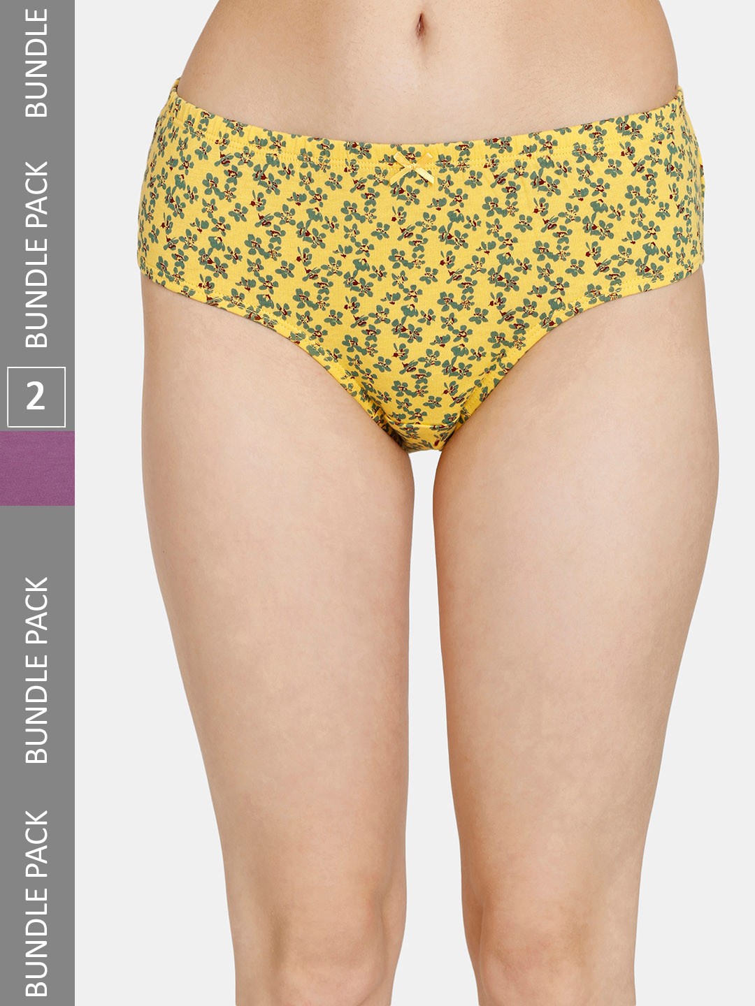 

Rosaline by Zivame Pack Of 2 Cotton Hipster Briefs RO2064FASHPURPE, Yellow