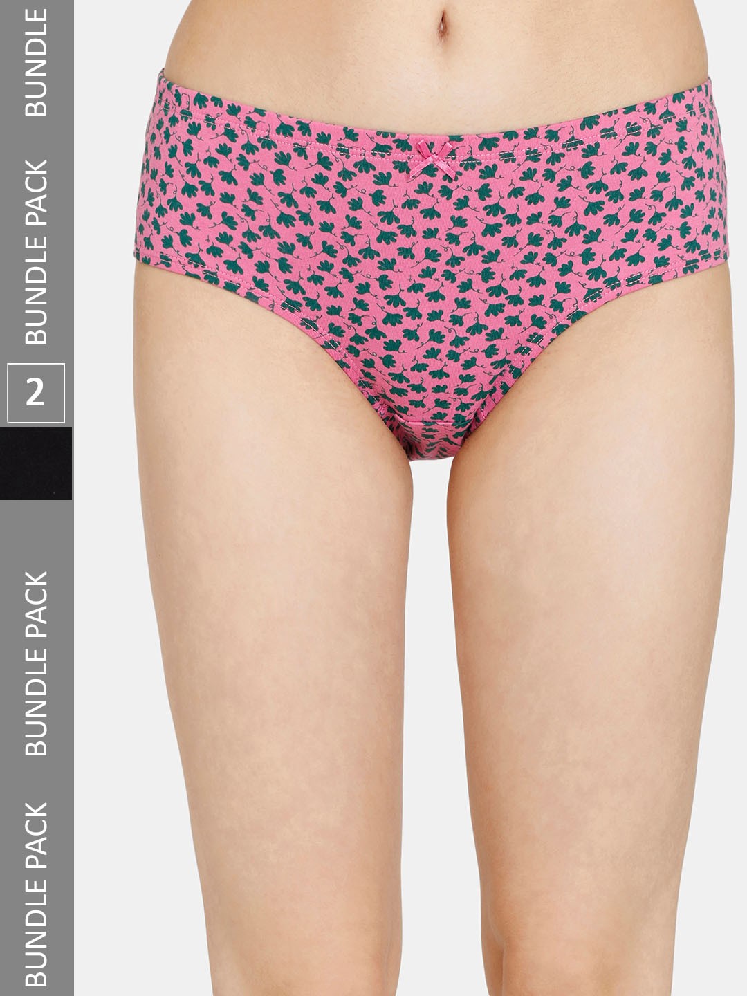 

Rosaline by Zivame Pack Of 2 Printed Pure-Cotton Hipster Briefs RO2064FASH0BLAK, Pink