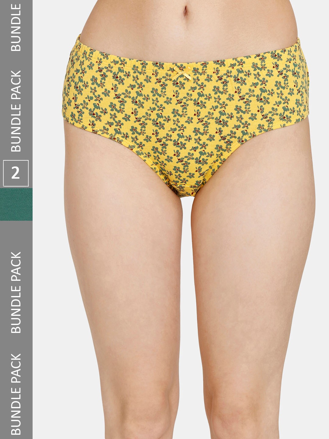 

Rosaline by Zivame Pack Of 2 Pure Cotton Hipster Briefs RO2064FASHGREEN, Green