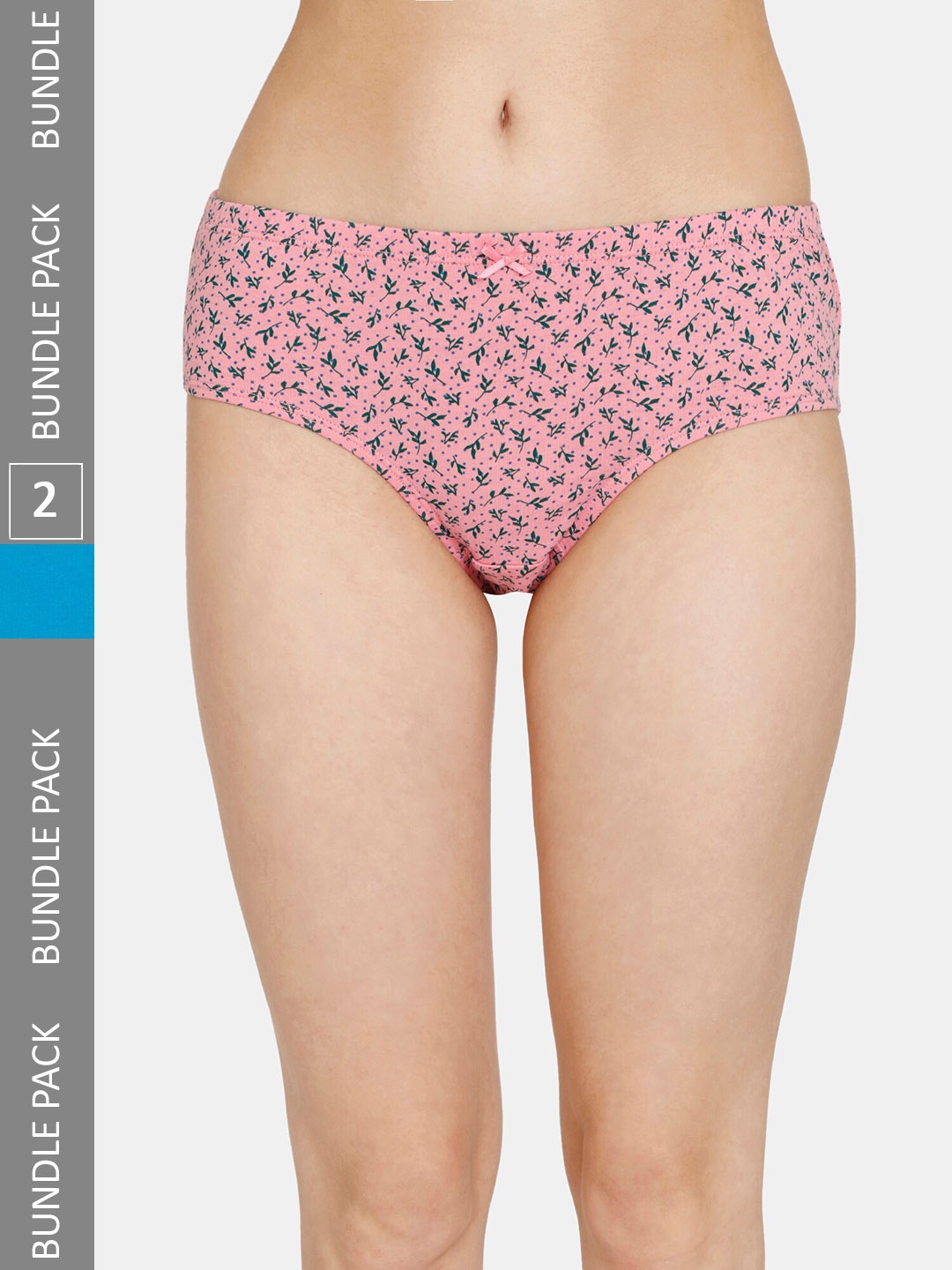 

Rosaline by Zivame Pack Of 2 Pure Cotton Hipster Briefs RO2064FASHCBLUE, Pink