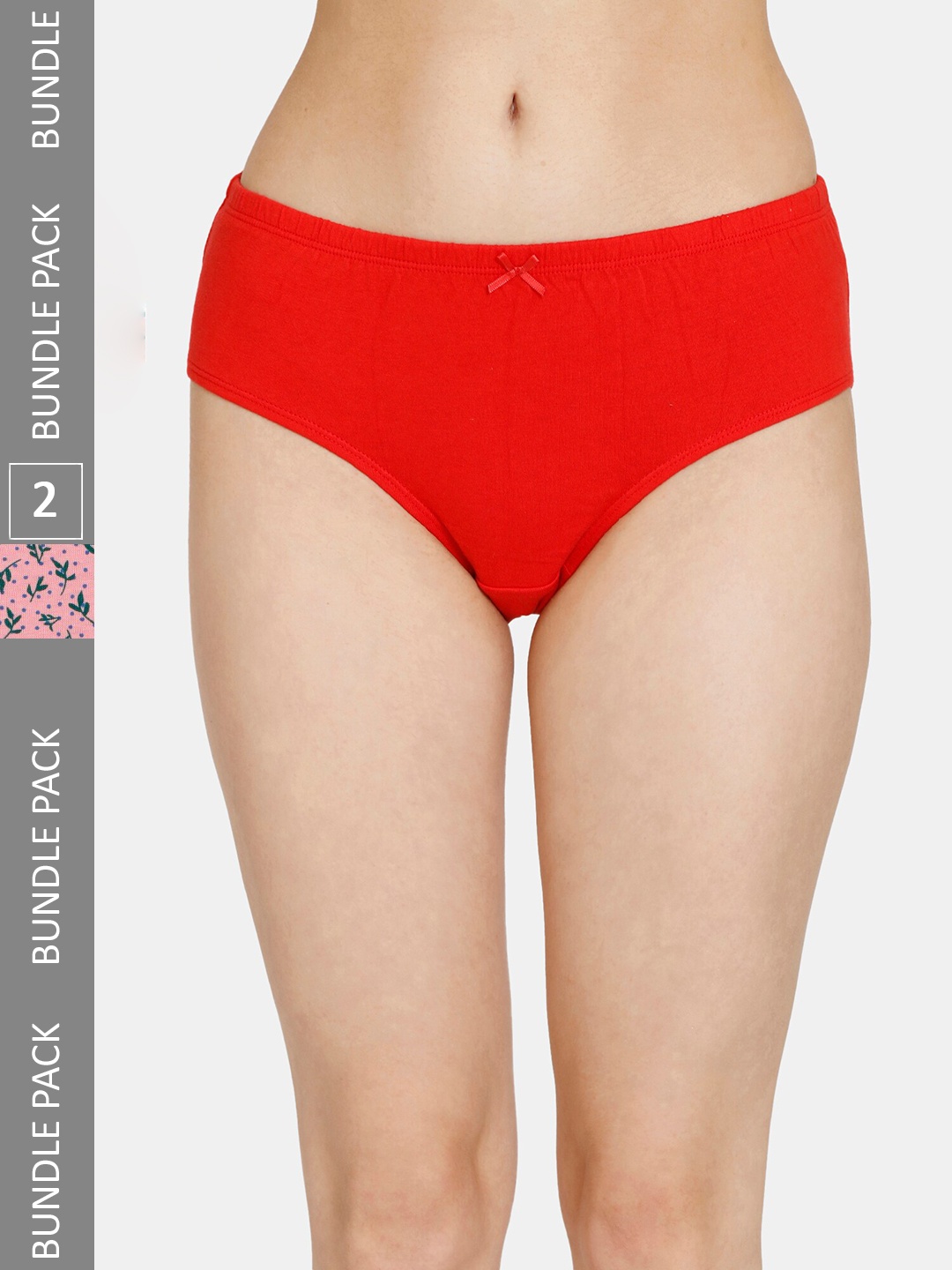 

Rosaline by Zivame Women Pack Of 2 Pure Cotton Mid-Rise Hipster Briefs- RO2064FASHZIRED, Red