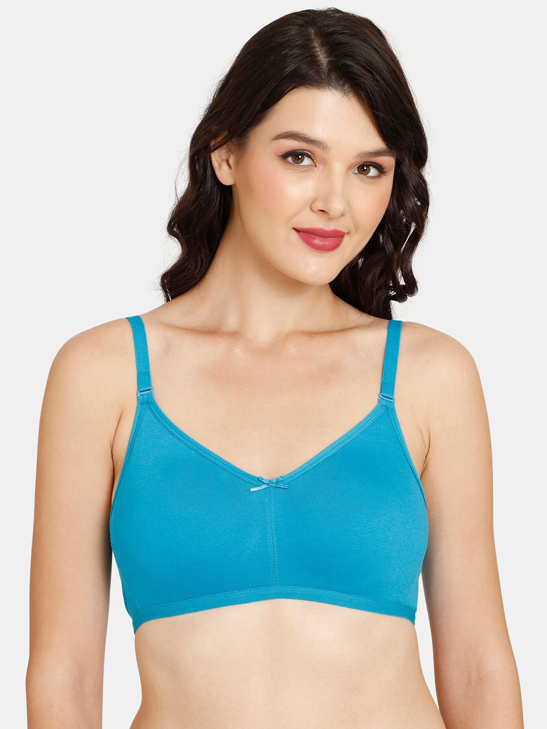 

Rosaline by Zivame Non Padded Non-Wired Seamless Cotton Super Support Tshirt Bra, Blue
