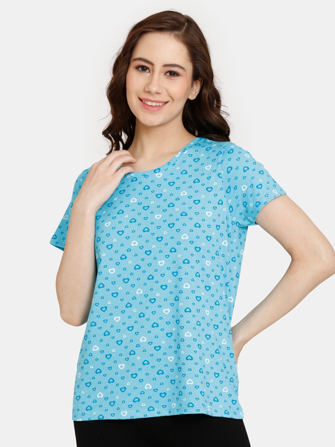 

Rosaline by Zivame Conversational Printed Short Sleeves Top, Blue