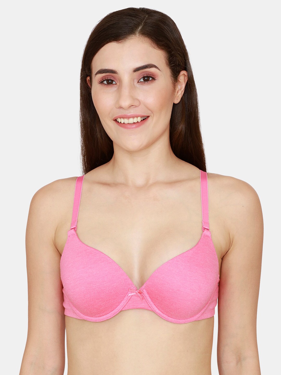 

Rosaline by Zivame Cotton Underwired Lightly Padded Medium Coverage Seamless Bra, Pink