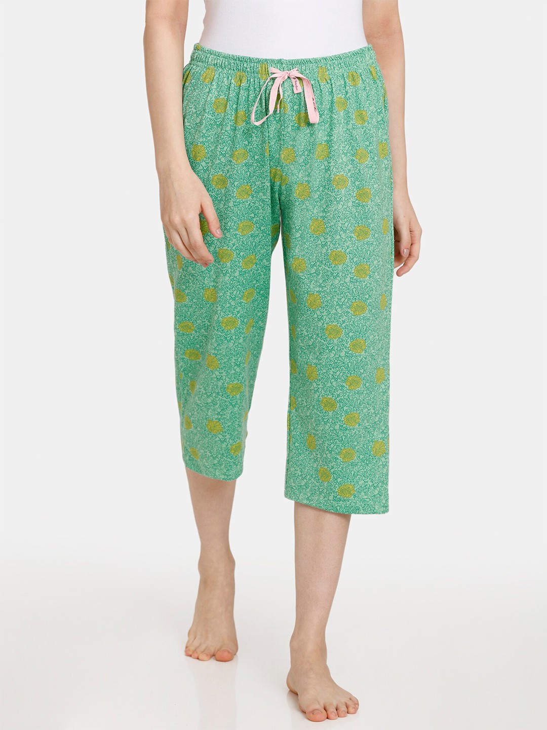 

Rosaline by Zivame Women Printed Lounge Capris, Green