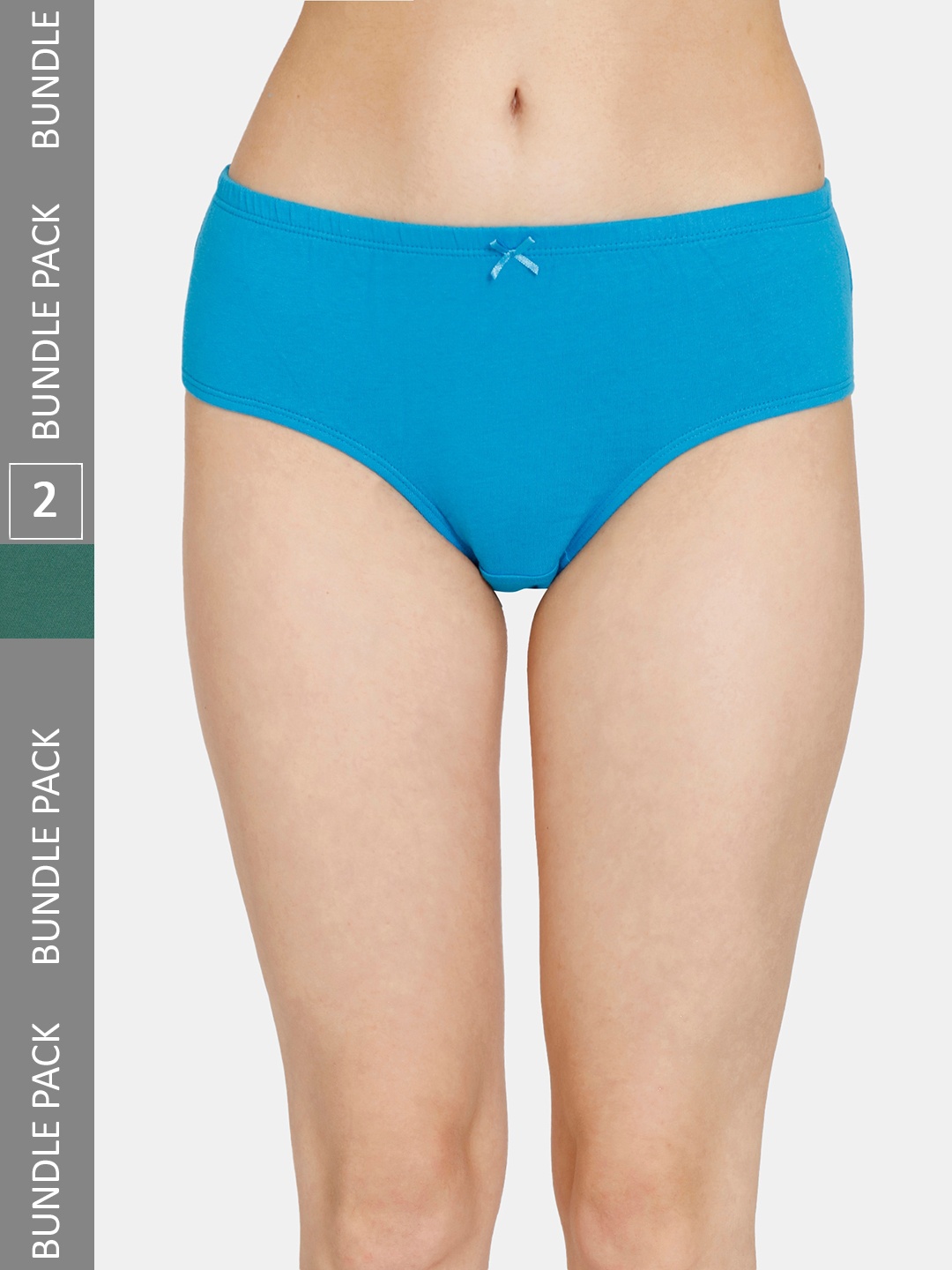 

Rosaline by Zivame Women Pack Of 2 Pure Cotton Mid-Rise Hipster Briefs- RO2063FASH0BLUE, Turquoise blue