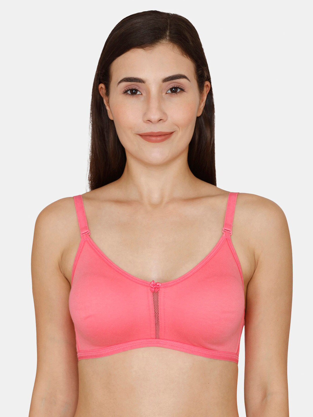 

Rosaline by Zivame Cotton Non Padded Non-Wired All Day Comfort Half Coverage Seamless Bra, Pink