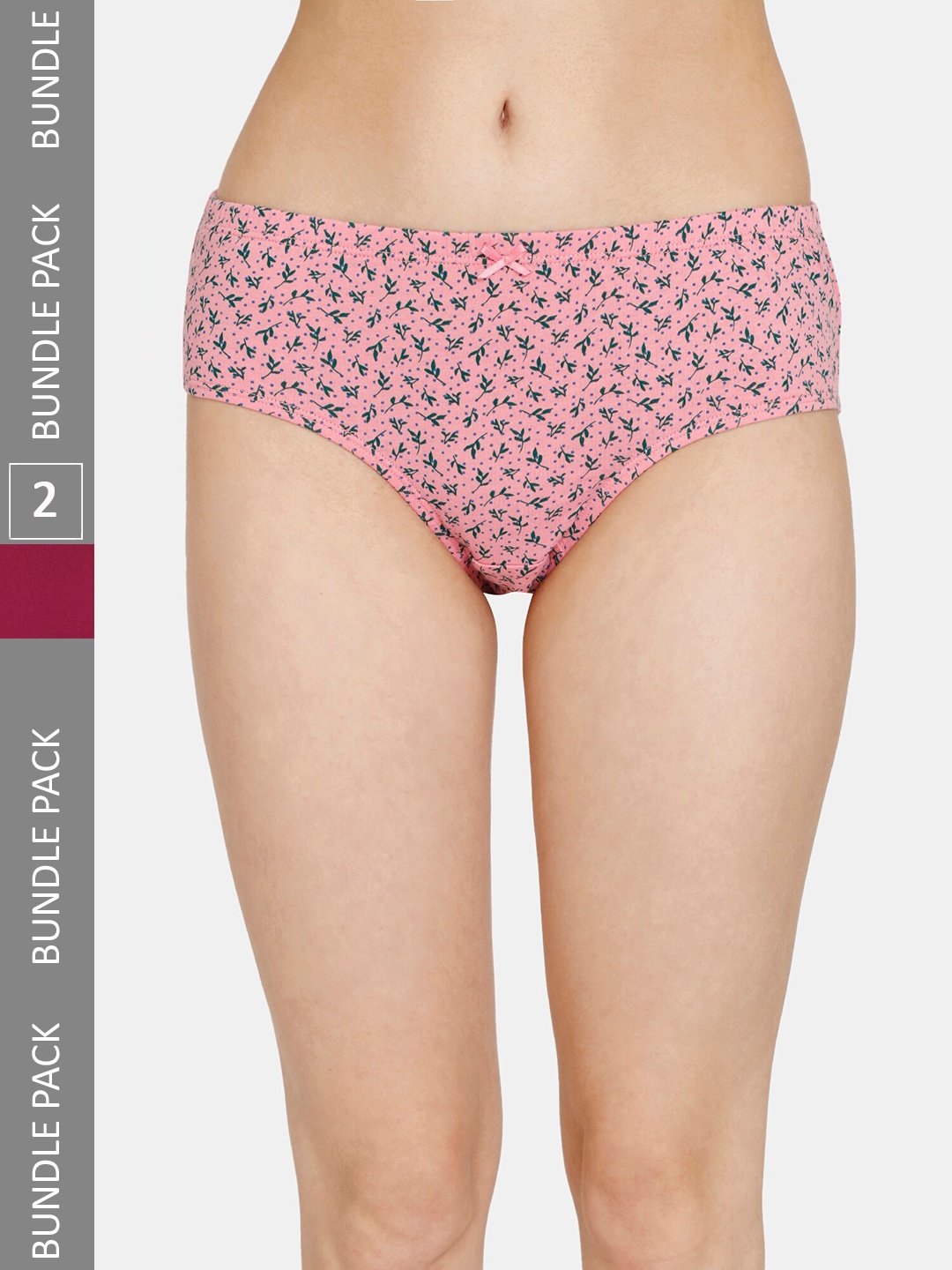

Rosaline by Zivame Women Pack Of 2 Pure Cotton Mid-Rise Hipster Briefs- RO2064FASHZPRED, Pink