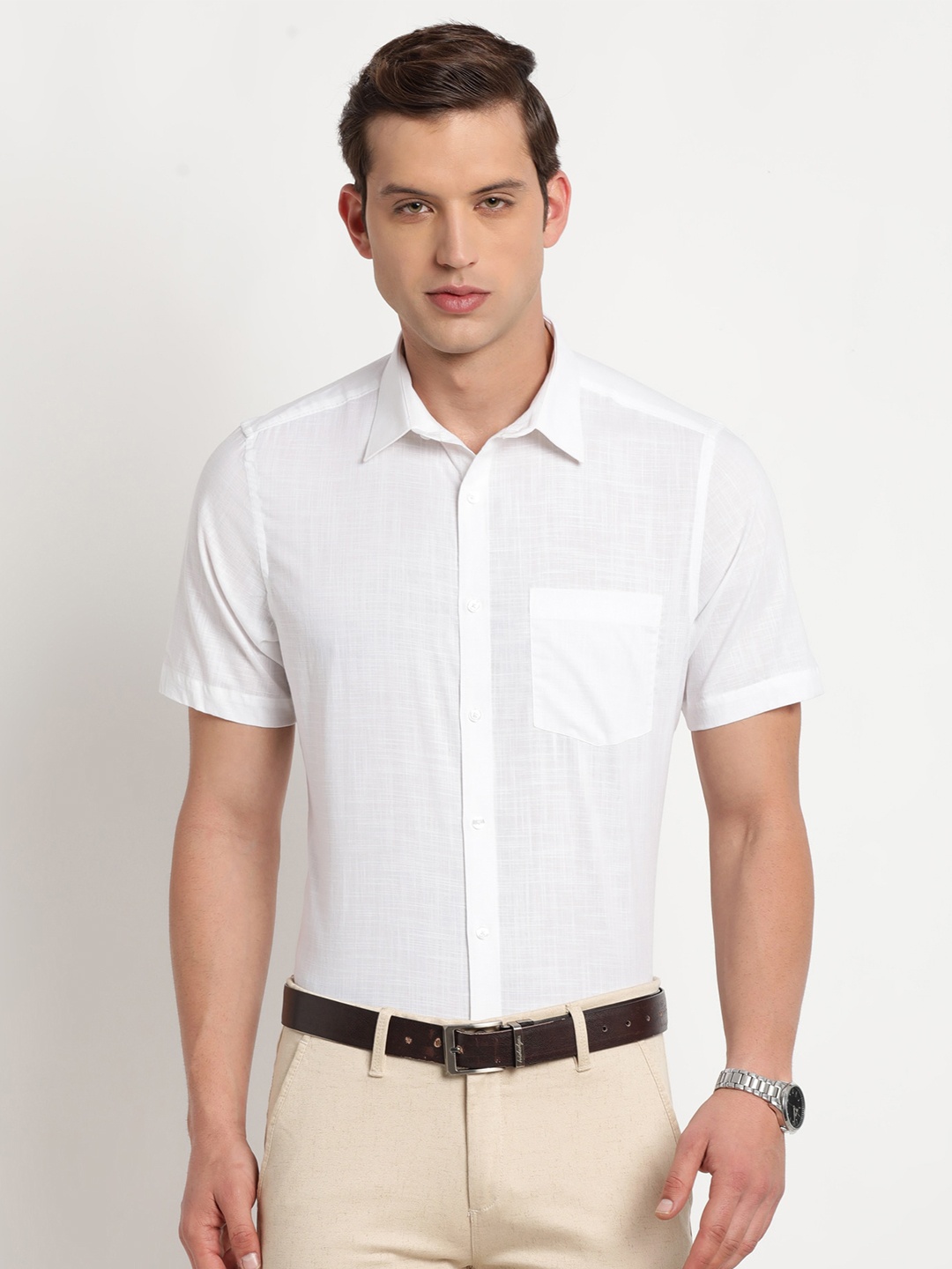 

Turtle Men Modern Formal Cotton Shirt, White