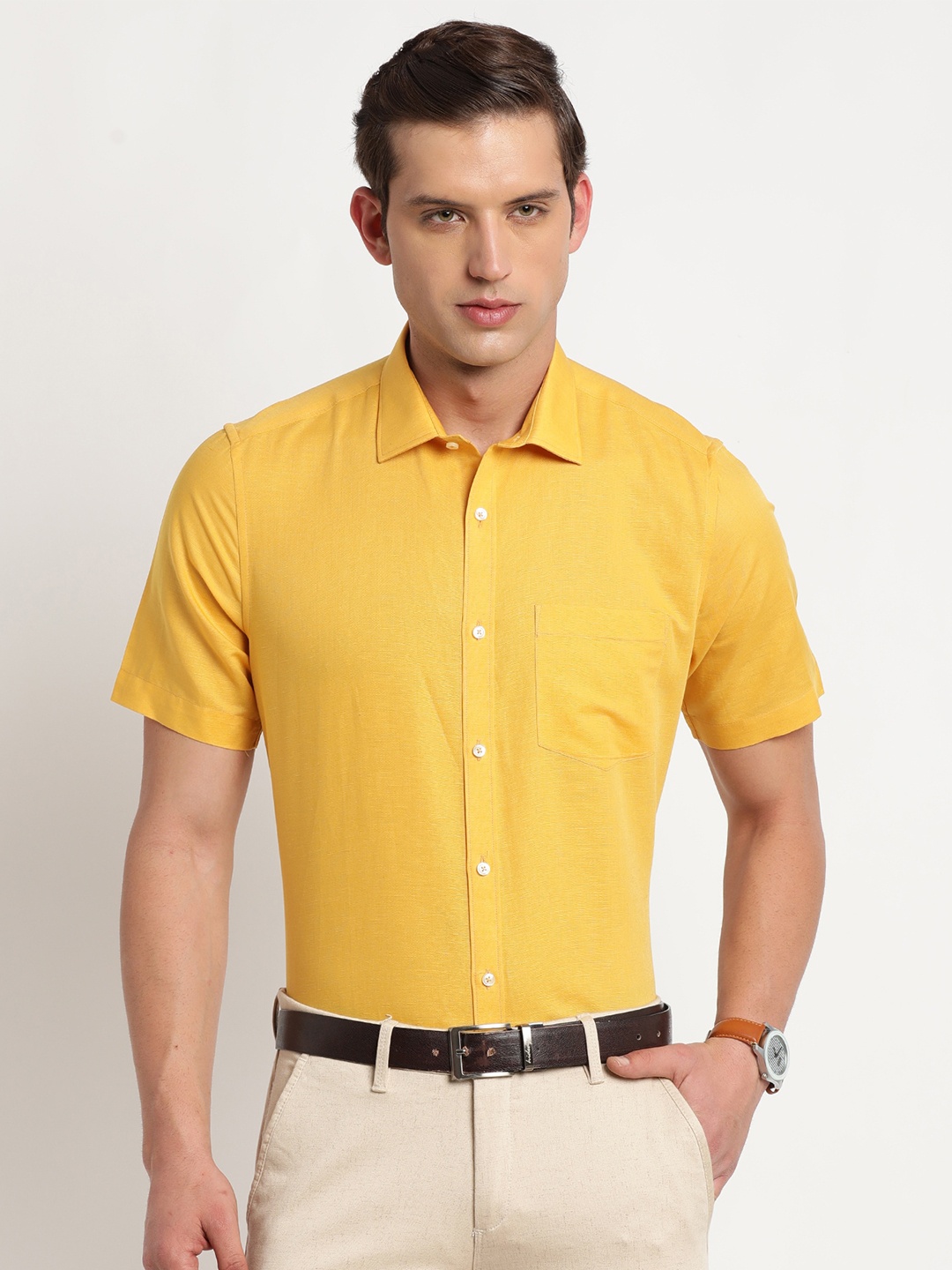 

Turtle Modern Pure Cotton Formal Shirt, Yellow