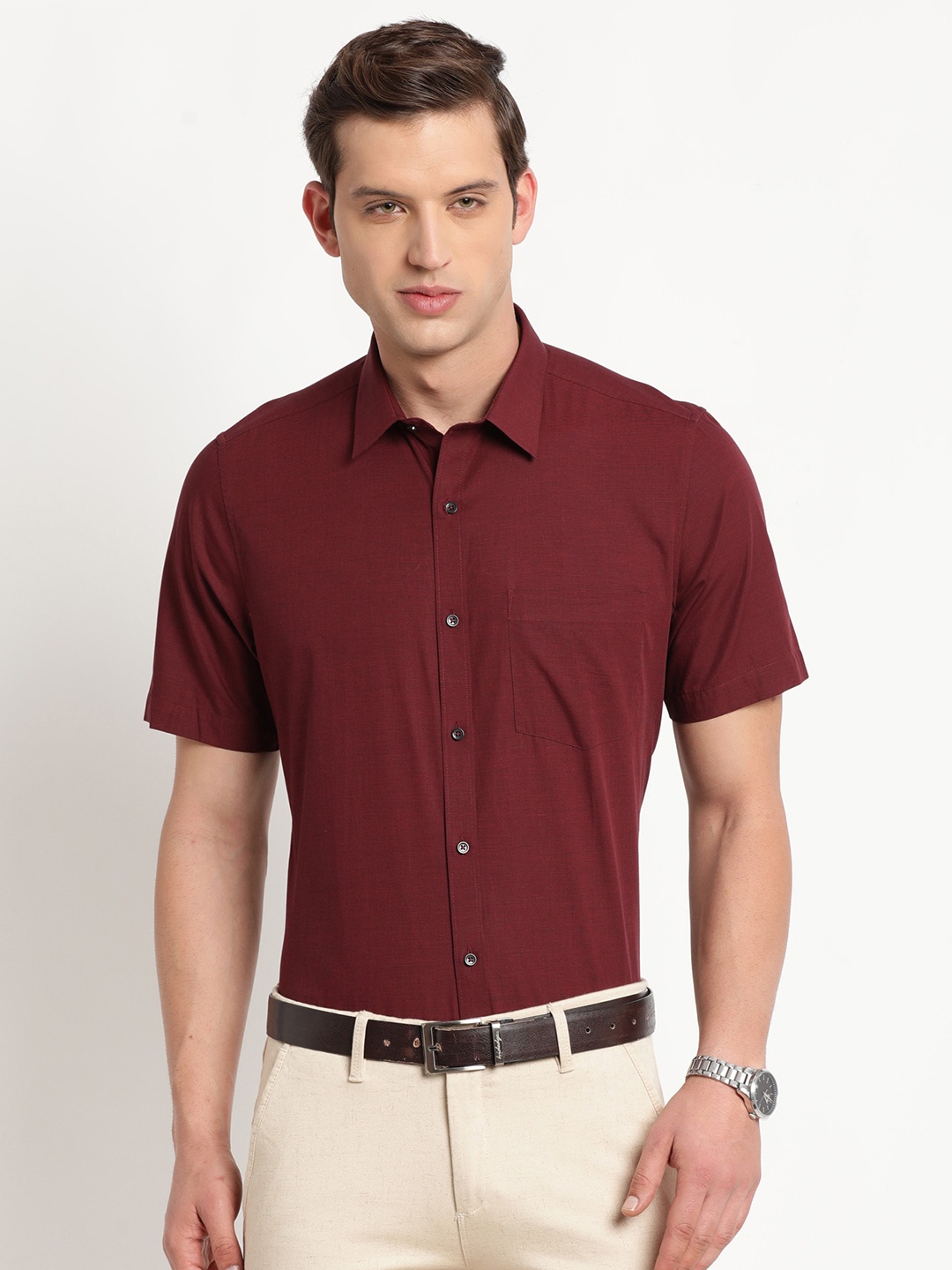 

Turtle Modern Pure Cotton Formal Shirt, Maroon