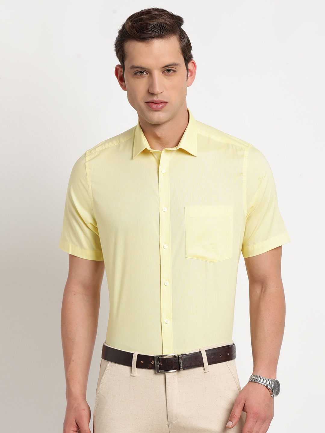 

Turtle Men Modern Formal Cotton Shirt, Yellow