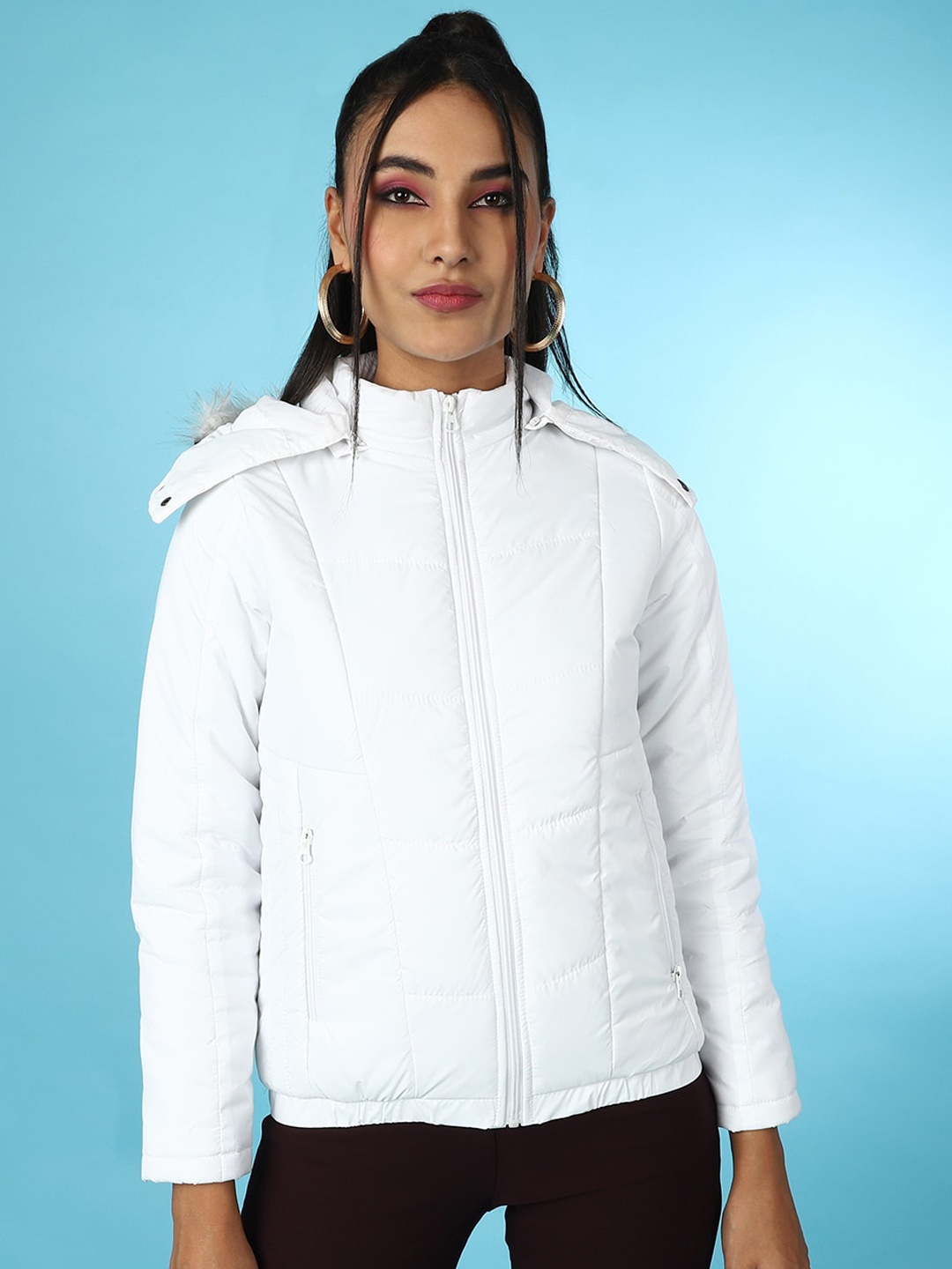 

Freehand by The Indian Garage Co Hooded Faux Fur Trim Puffer Jacket, White