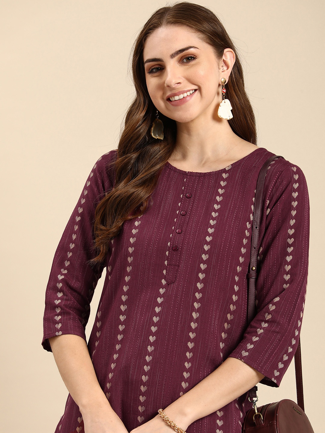 

Anouk Woven Design Kurta, Maroon