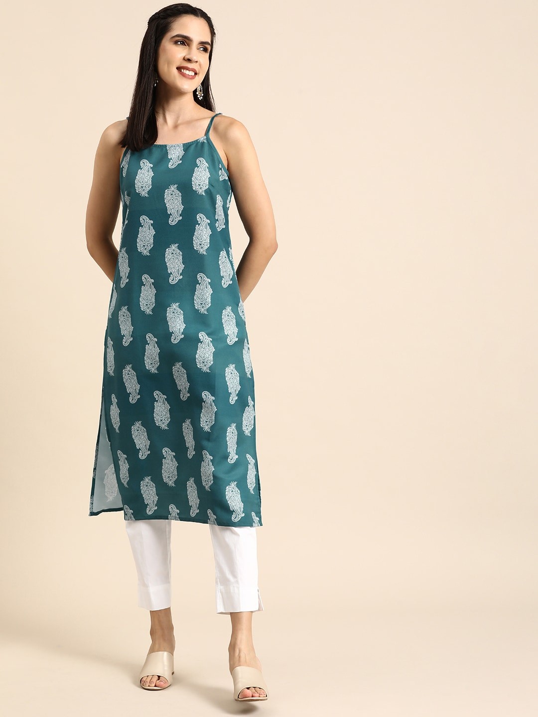 

Anouk Women Ethnic Motifs Printed Kurta, Teal