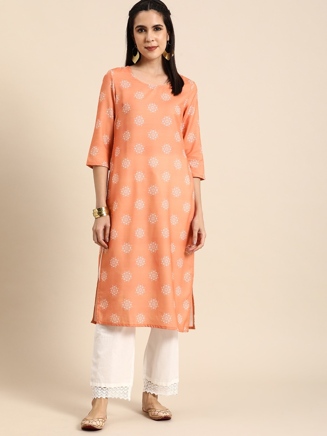 

Anouk Women Ethnic Motifs Printed Kurta, Peach