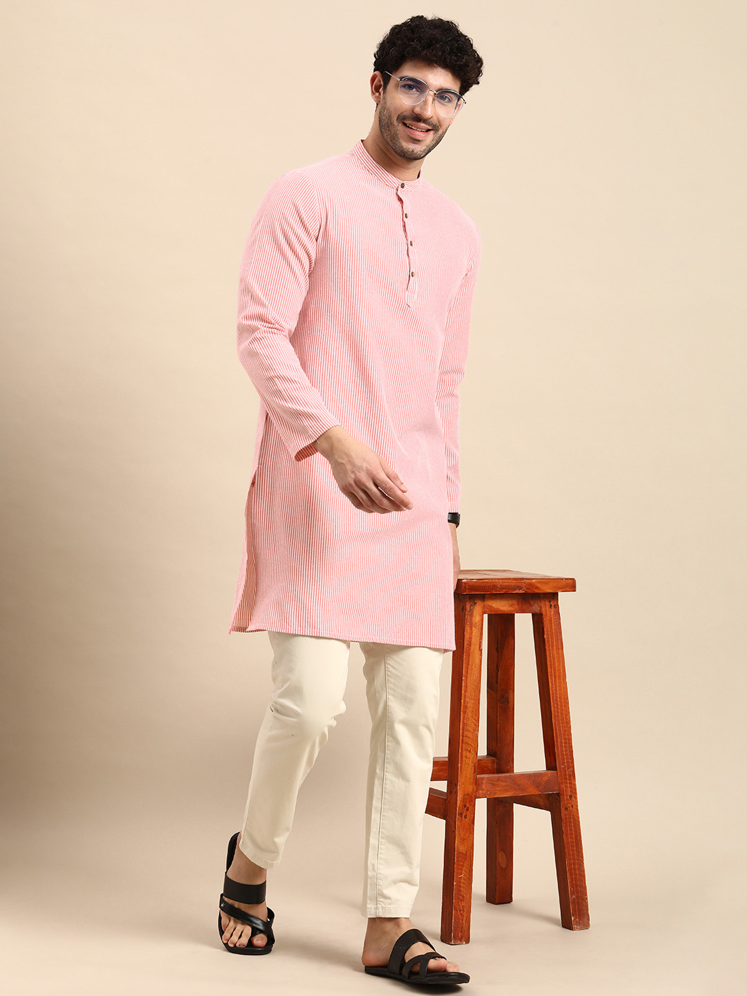 

Anouk Striped Kurta, Red