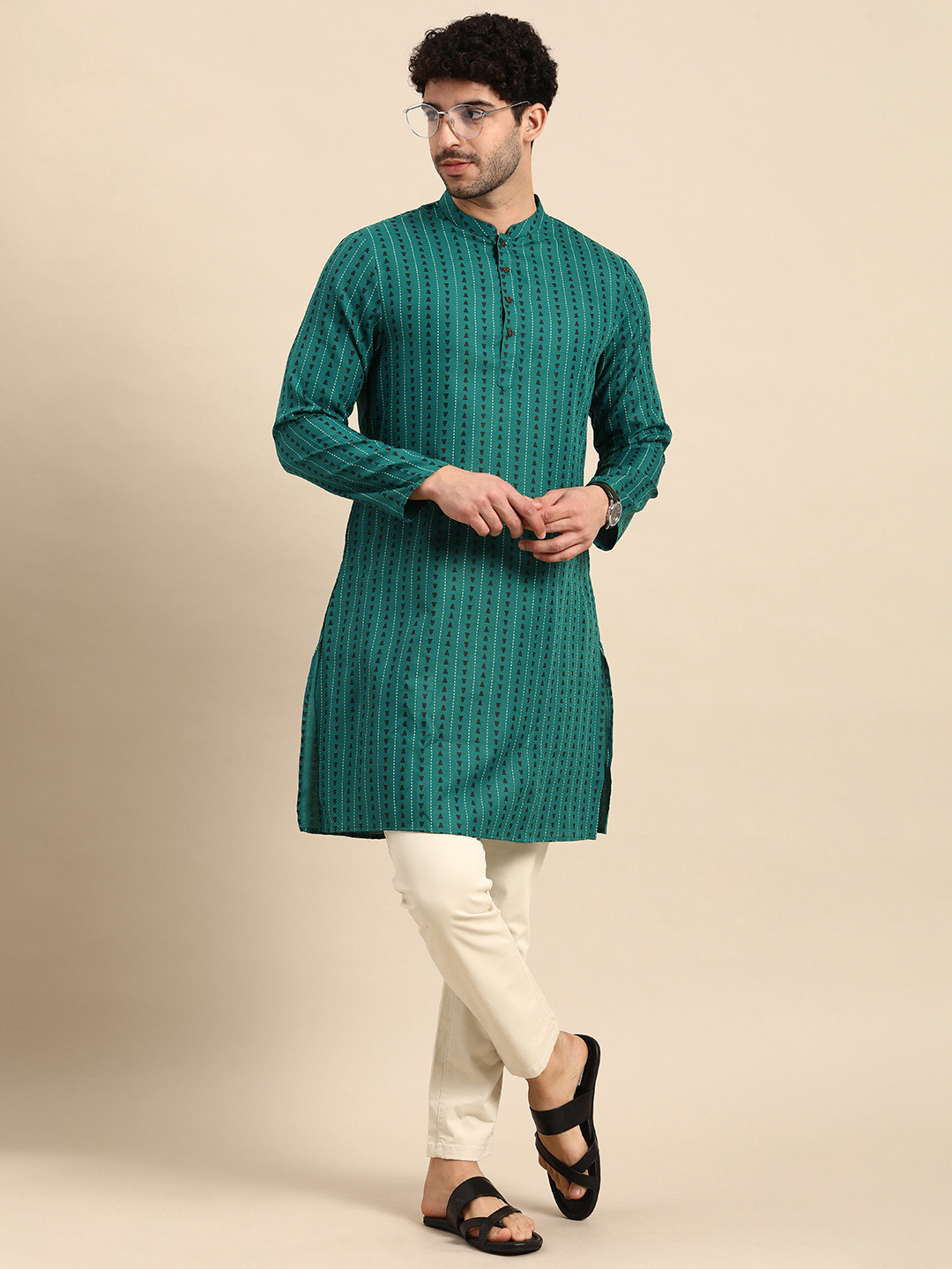 

Anouk Geometric Printed Kurta, Teal