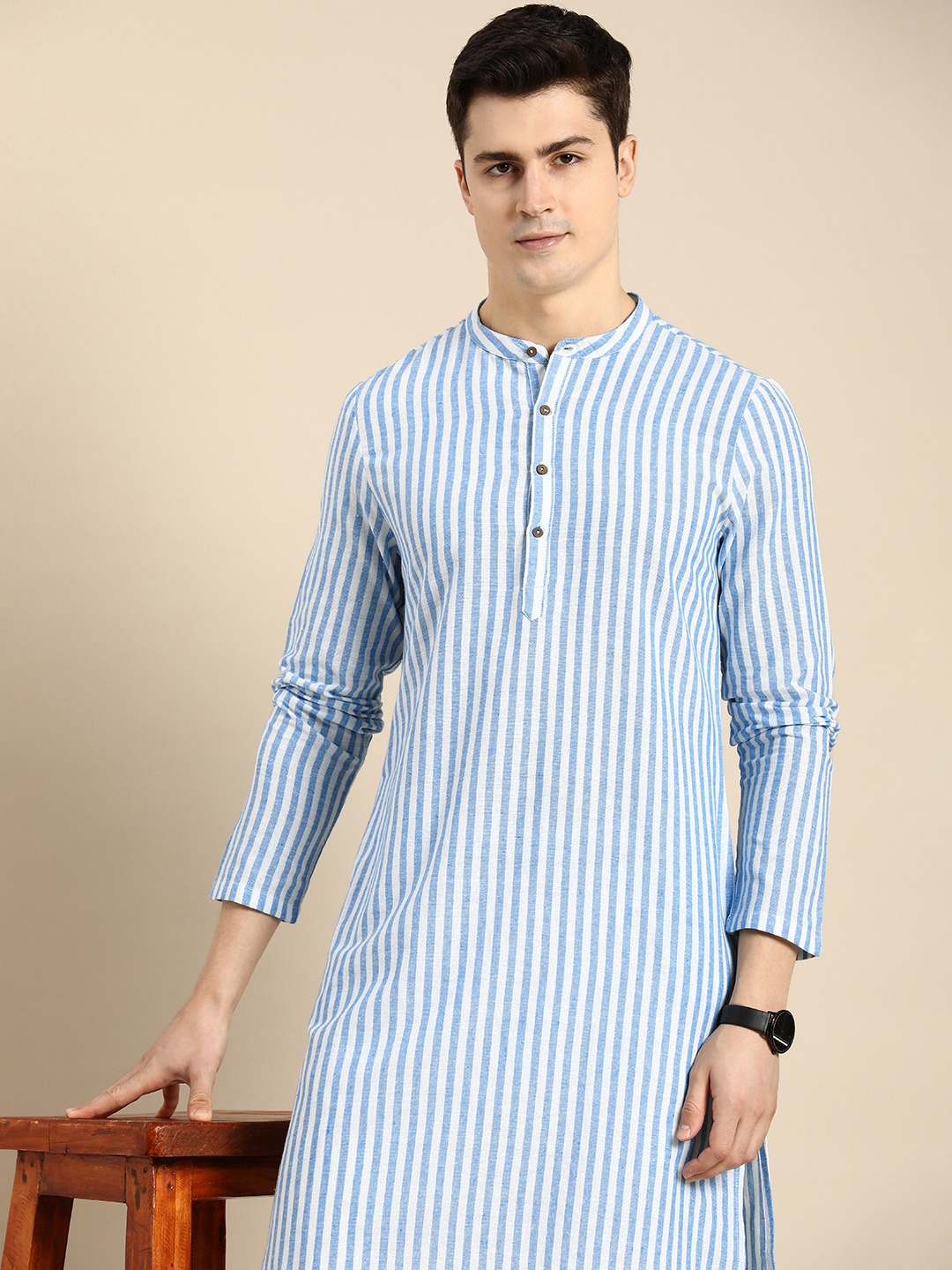 

Anouk Striped Kurta, Blue