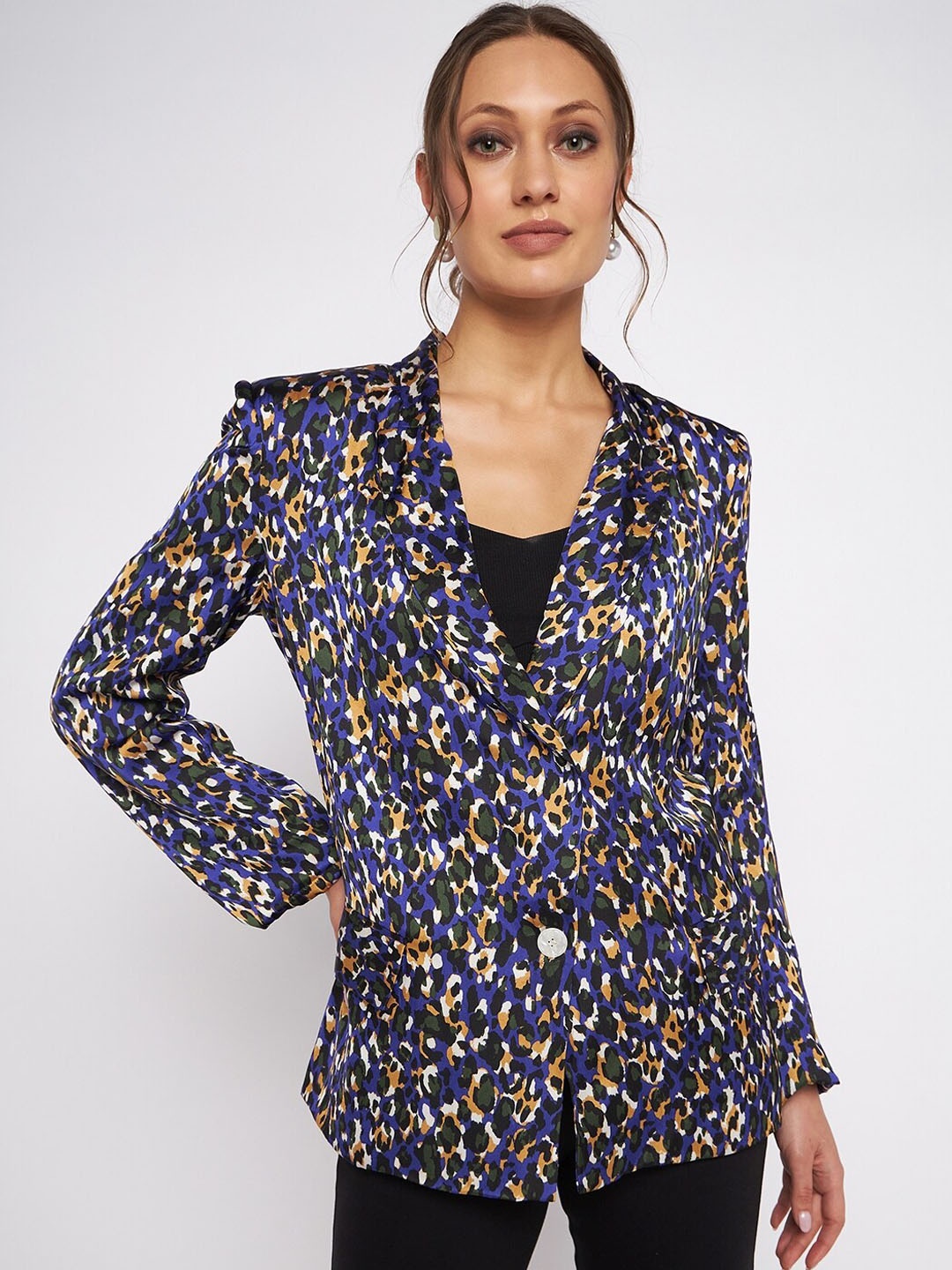 

Antheaa Elit Printed Regular Fit Single-Breasted Blazer, Blue