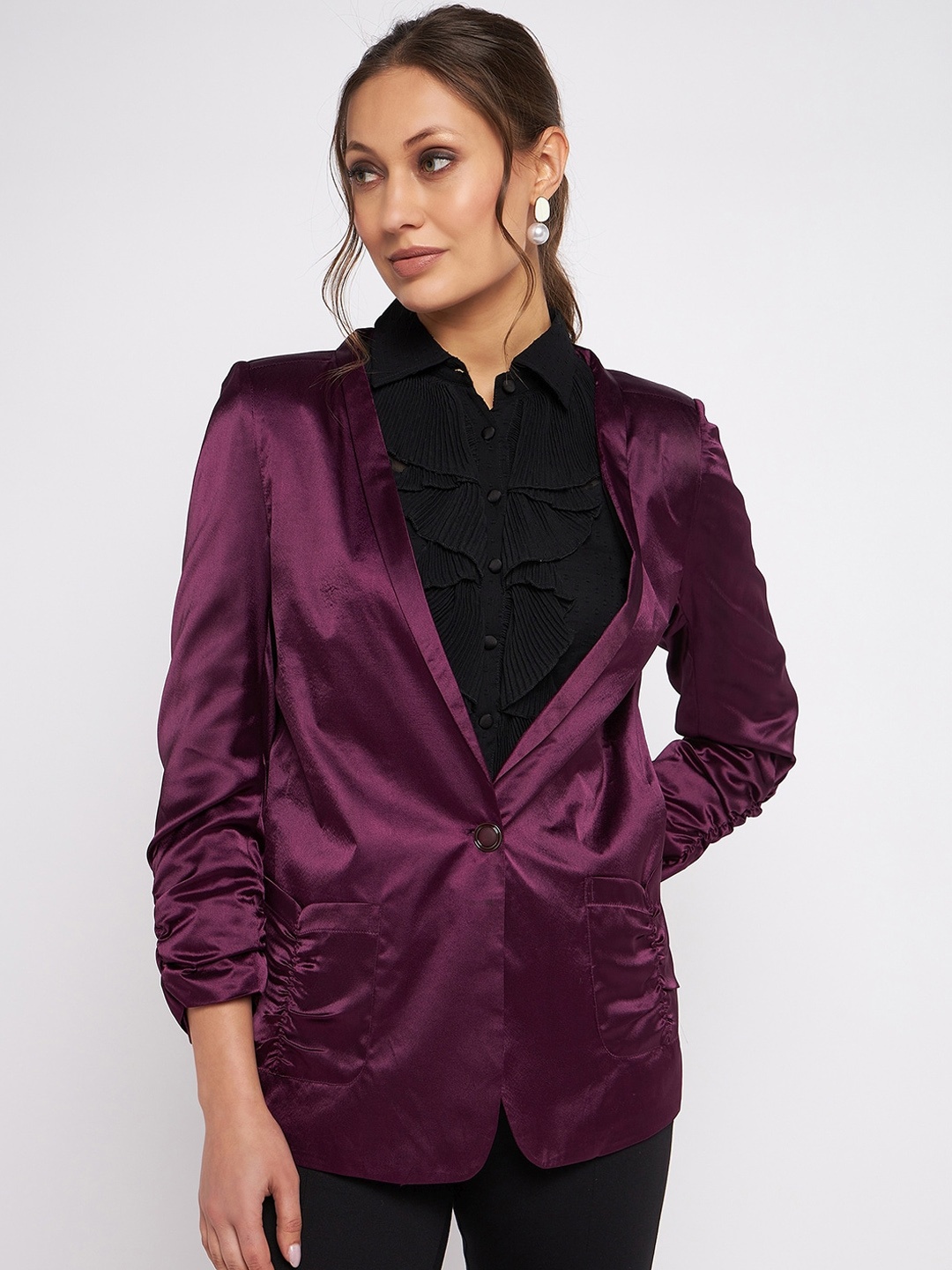 

Antheaan Elit Women Single-Breasted Blazers, Purple