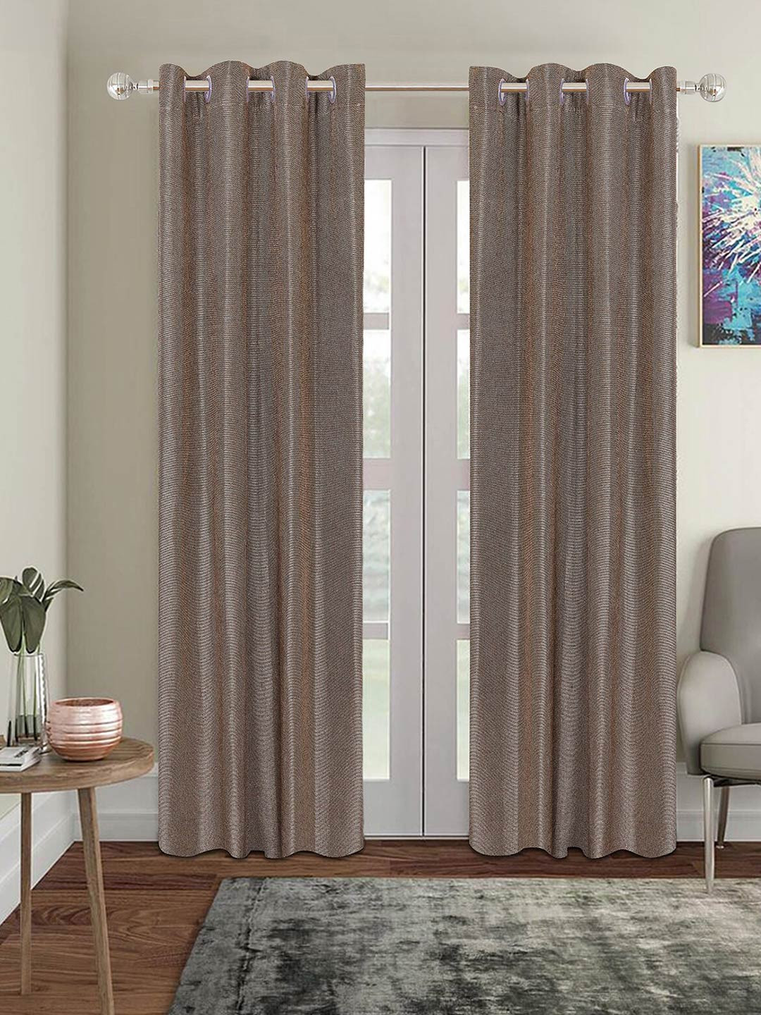 

ROMEE Brown 2 Pieces Room Darkening Door Curtains
