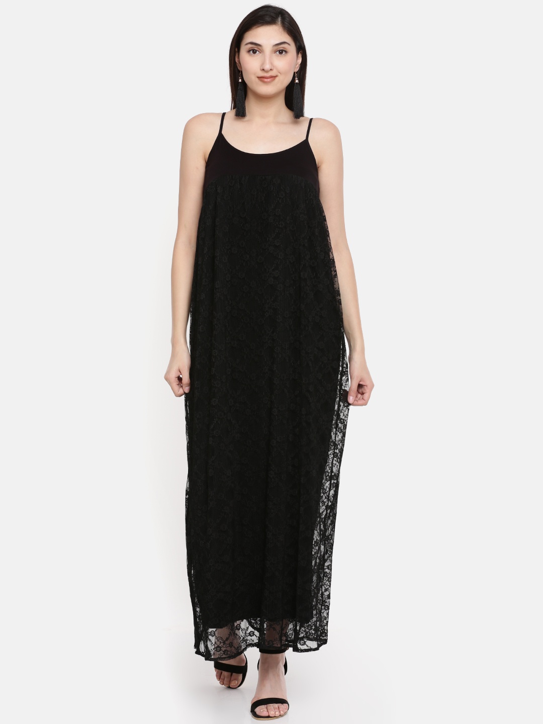 

Vero Moda Women Black Self-Design Maxi Dress