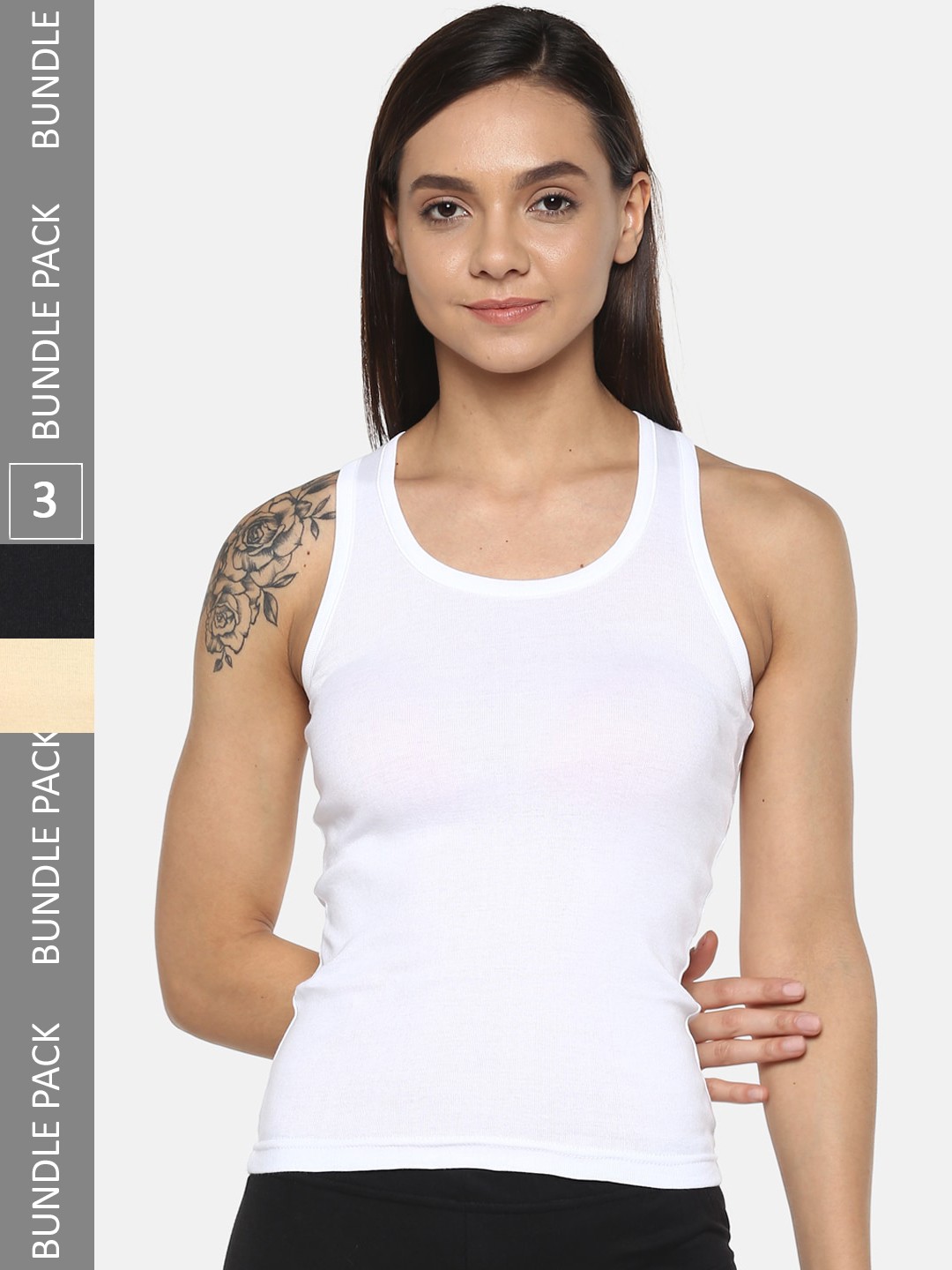 

DressBerry Women Pack Of 3 Non-Padded Cotton Camisoles, White