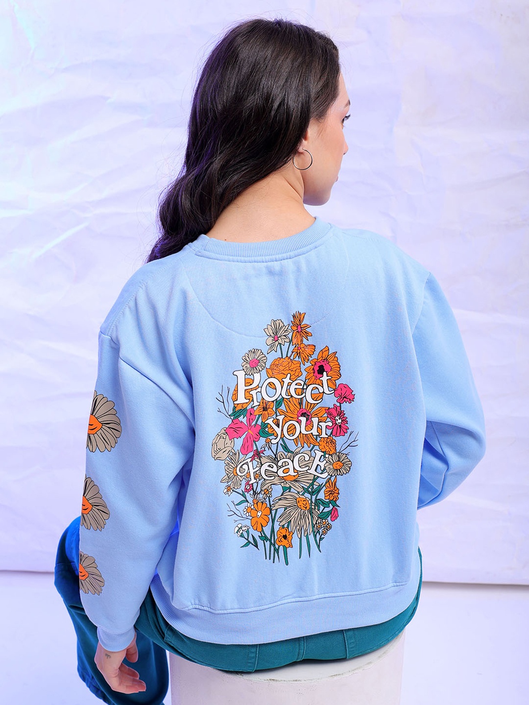 

Freehand by The Indian Garage Co Women Printed Sweatshirt, Blue