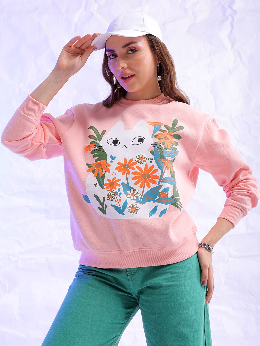 

Freehand by The Indian Garage Co Women Printed Sweatshirt, Pink