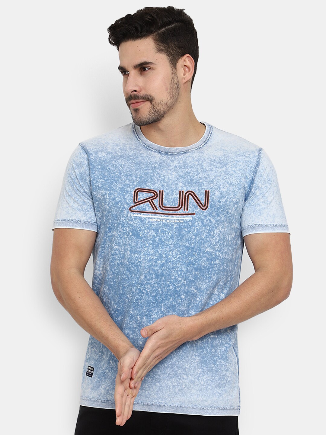 

V-Mart Typography Printed Cotton T-Shirt, Blue