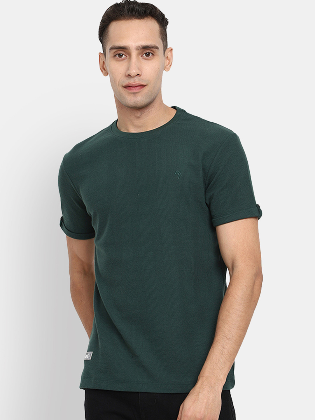 

V-Mart Round Neck Cotton T-shirt, Olive