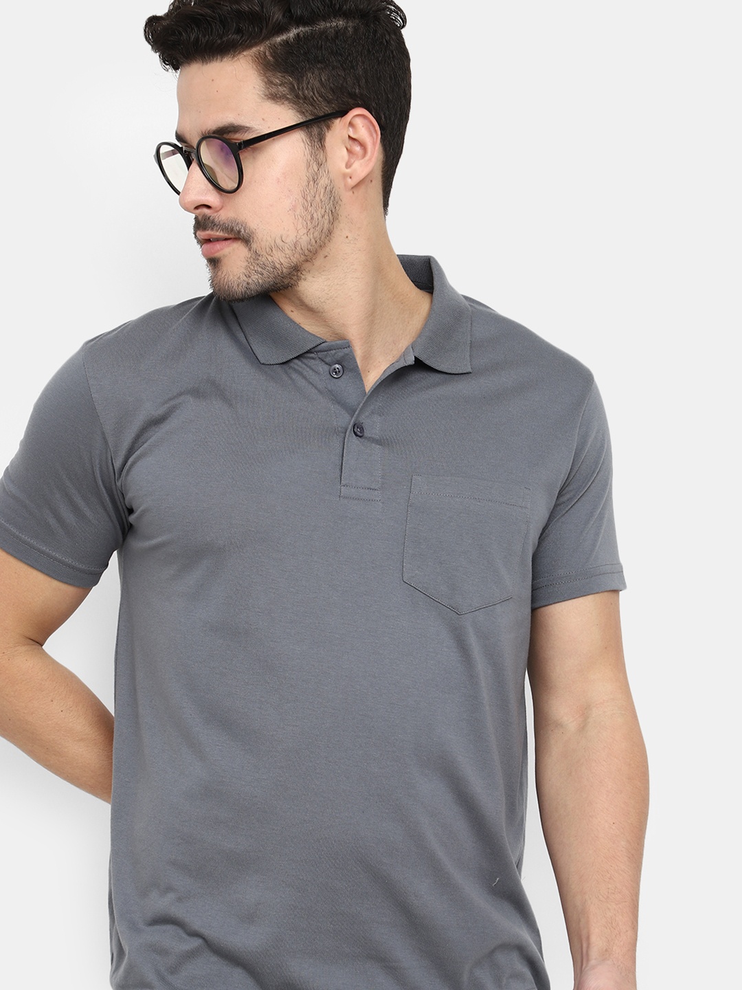 

V-Mart Polo Collar Cotton T-shirt, Grey