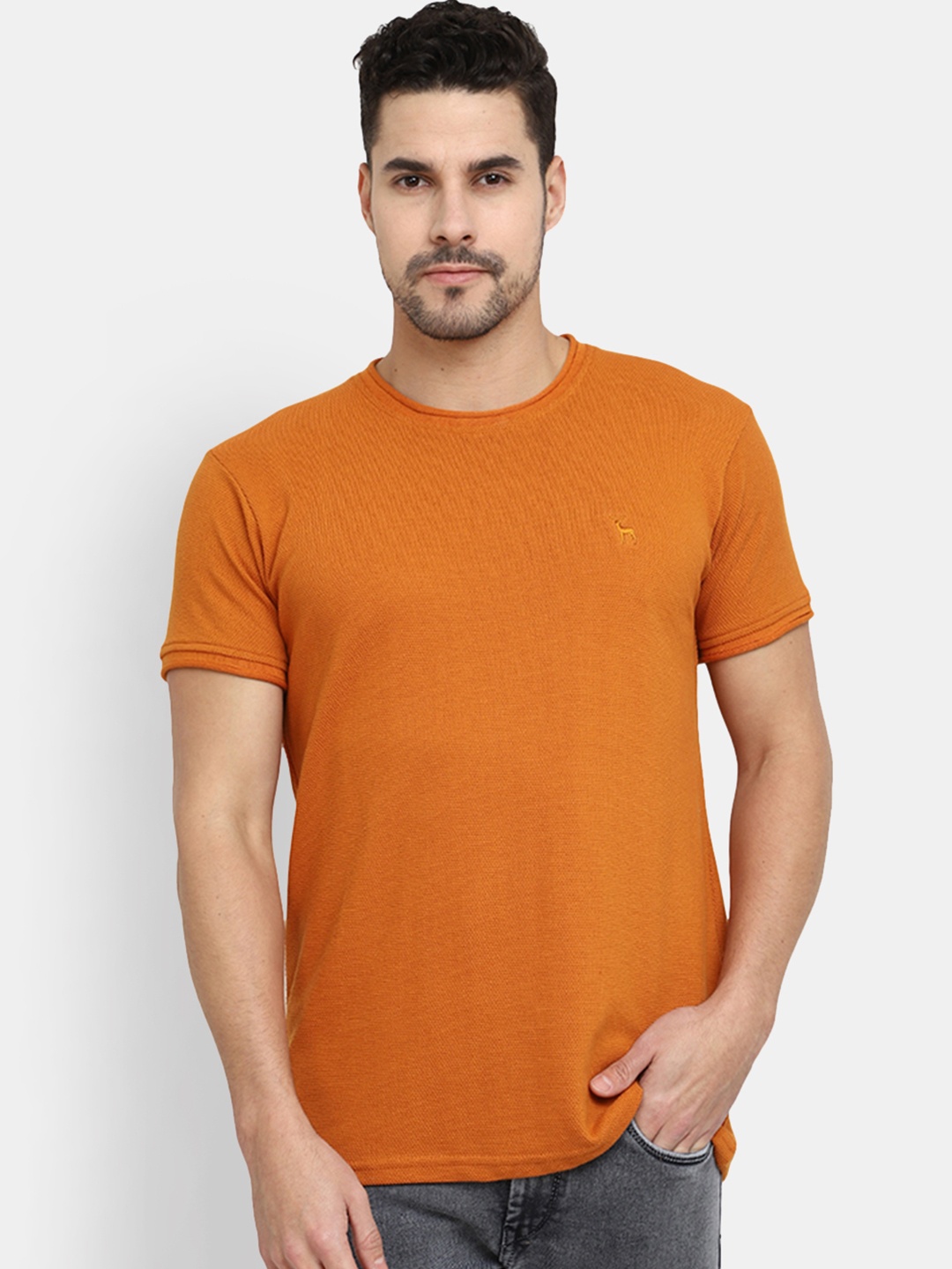 

V-Mart Round Neck Cotton T-shirt, Orange