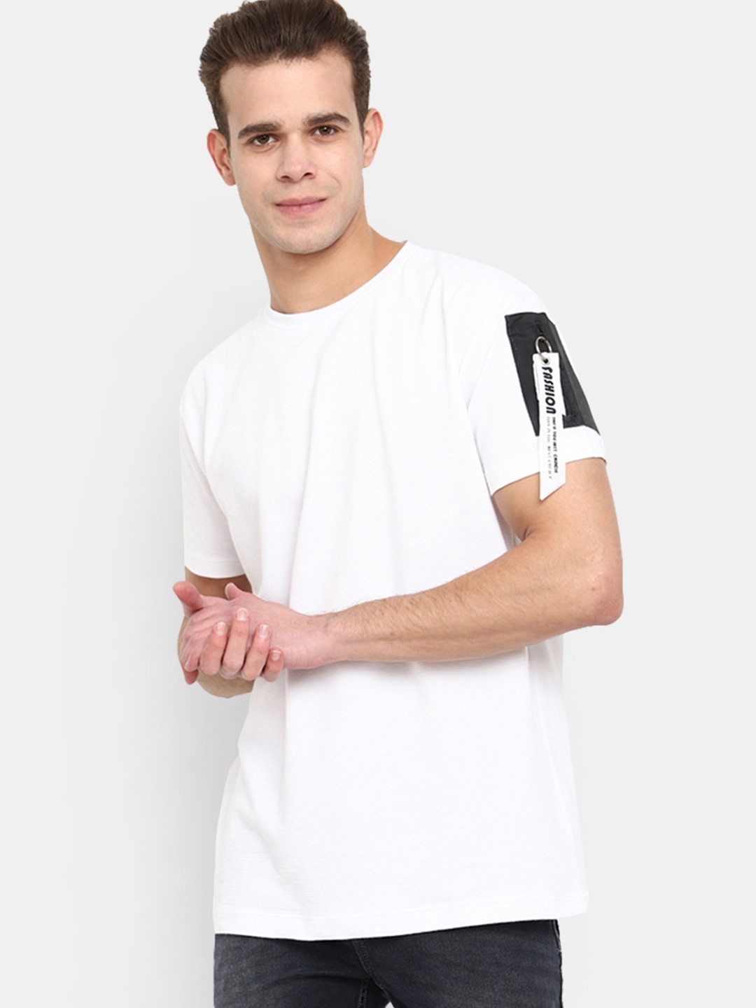 

V-Mart Round Neck Cotton T-shirt, White