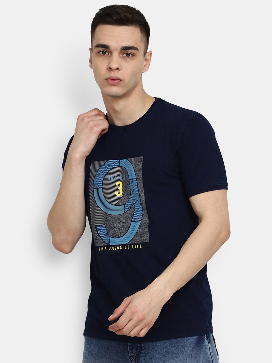 

V-Mart Typography Printed T-shirt, Navy blue