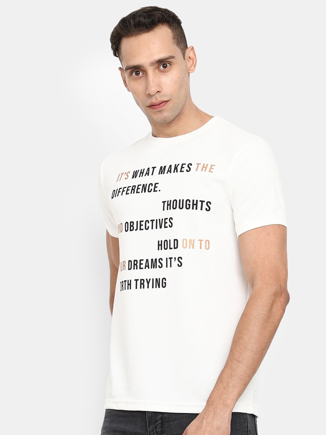 

V-Mart Typography Printed Cotton T-shirt, White