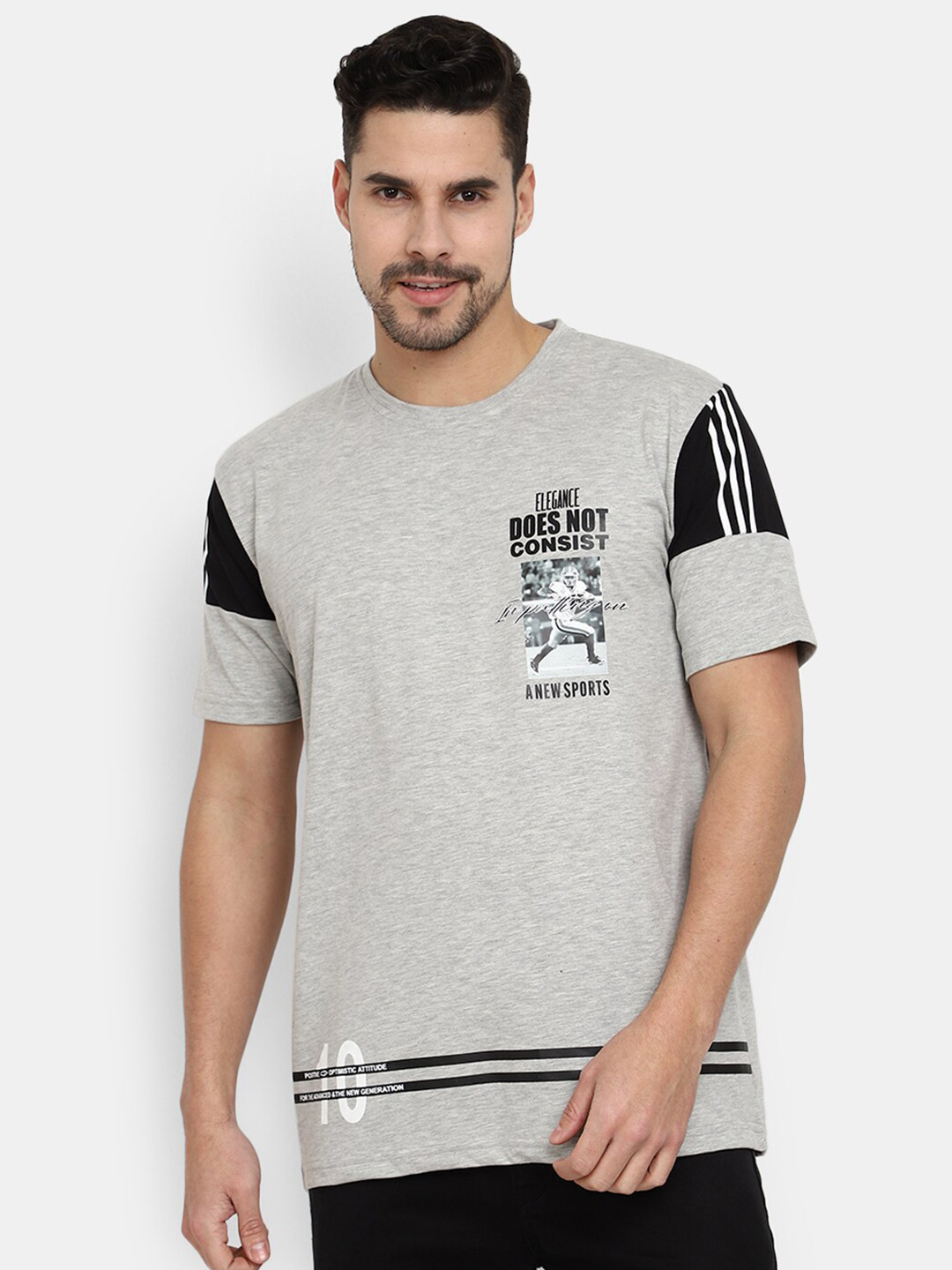

V-Mart Typography Printed T-shirt, Grey