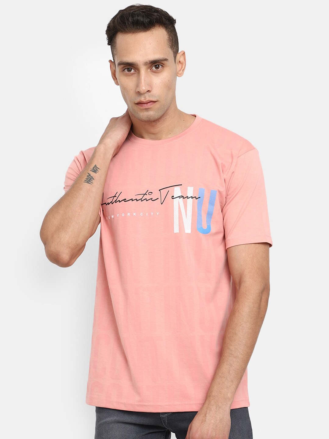 

V-Mart Typography Printed Cotton T-shirt, Pink