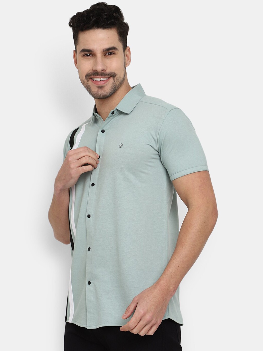 

V-Mart Striped Spread Collar Cotton Casual Shirt, Green