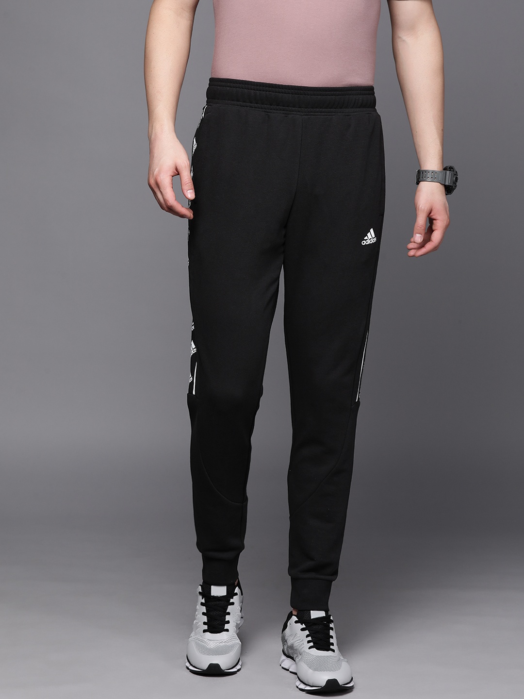

ADIDAS Men Brand Logo Print Joggers, Black