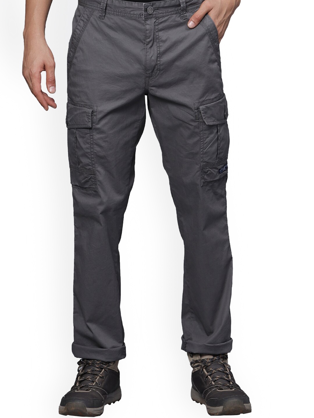 

t-base Men Mid-Rise Cotton Chinos, Charcoal