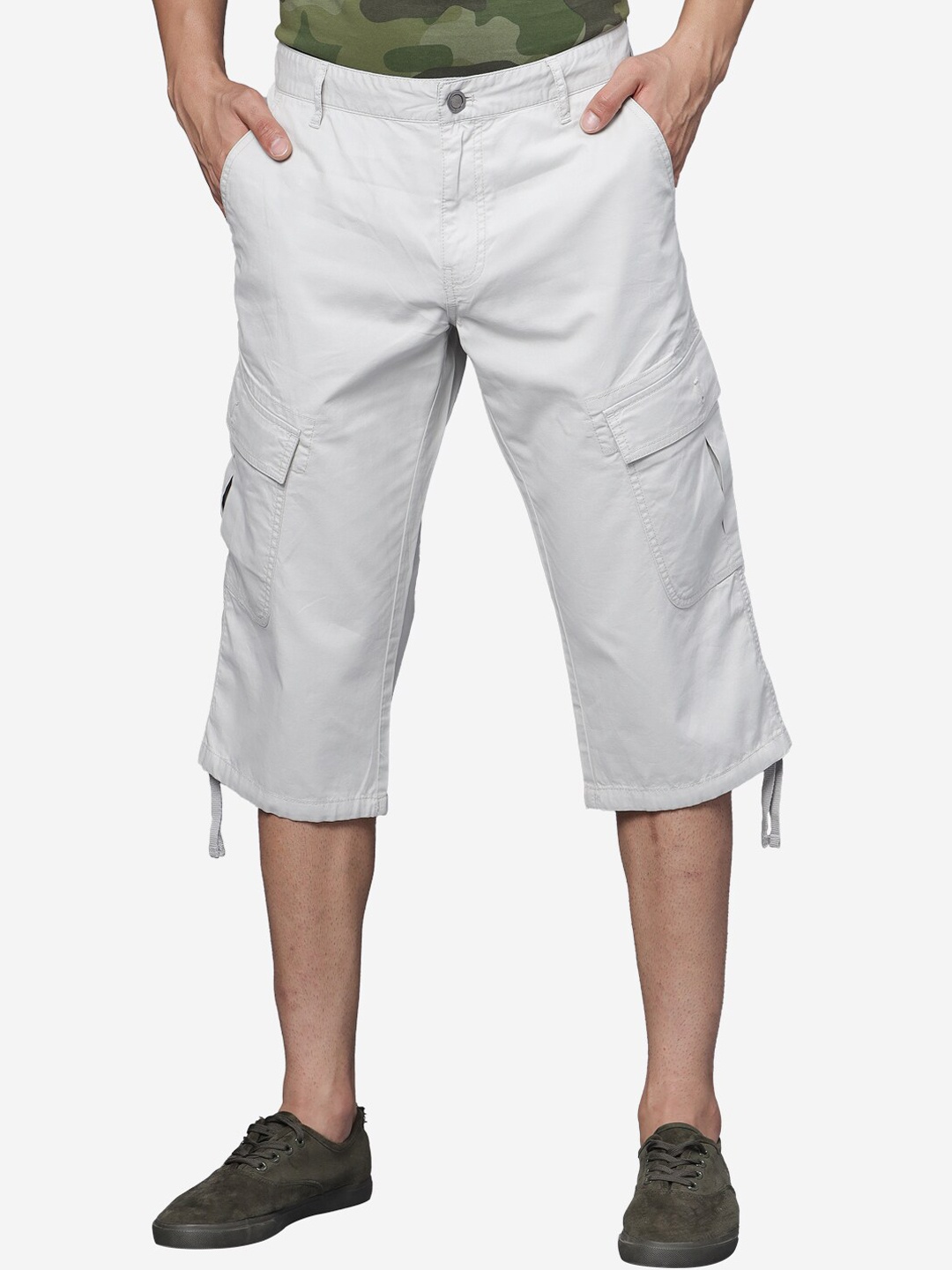 

t-base Men Mid-Rise Cotton Trousers, Grey