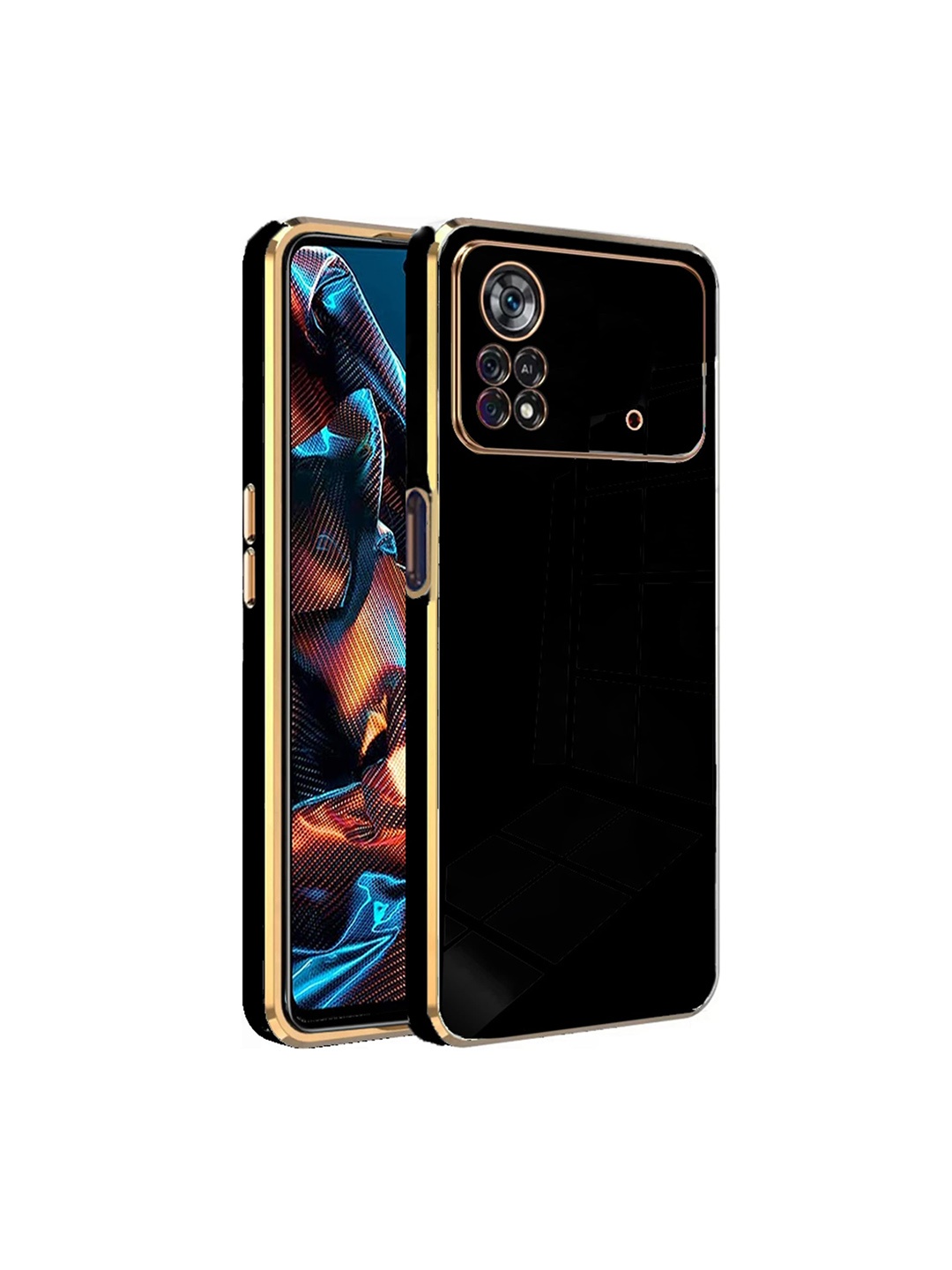 

Karwan Electroplated Chrome 6D Poco X4 Pro Phone Back Cover, Black