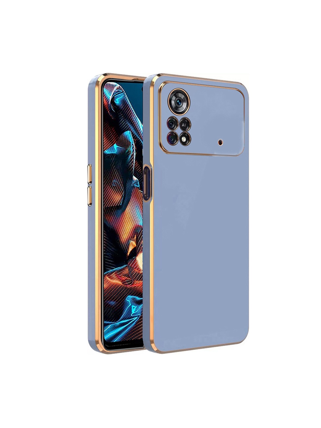 

Karwan Electroplated Chrome 6D Xiaomi Poco X4 Pro Silicone Phone Back Case, Blue