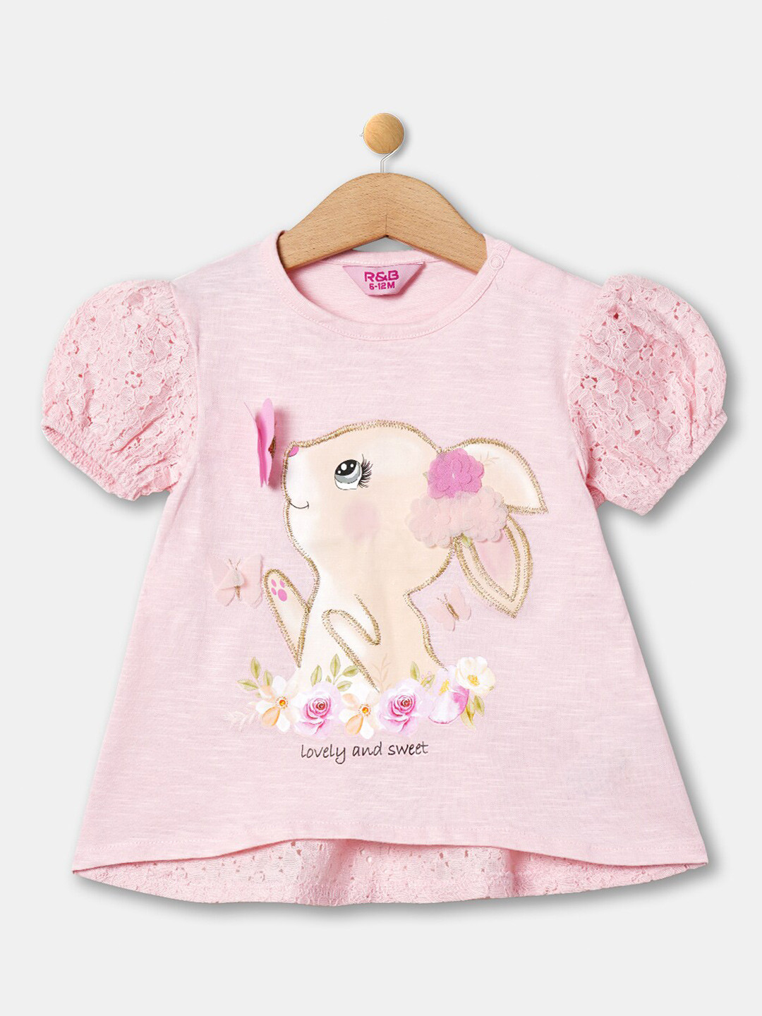 

R&B Graphic Printed Cotton T-shirt, Pink