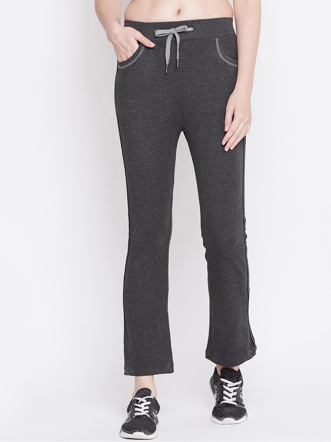 

PERFKT-U Women Mid-Rise Track Pants, Charcoal