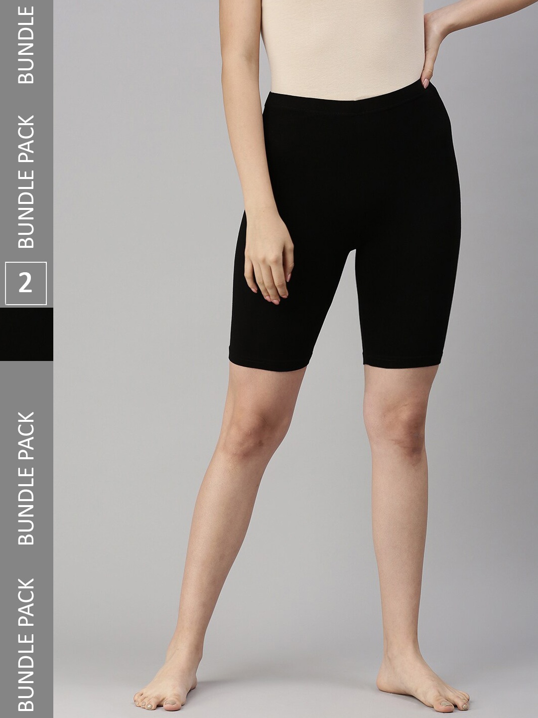 

De Moza Women Pack of 2 Microfiber Tummy & Thigh Shapewear, Black