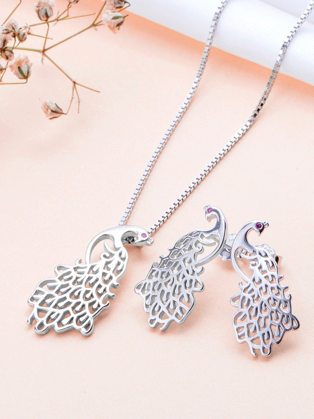 

Zavya Rhodium-Plated & CZ-Studded Necklace & Earrings Set, Silver