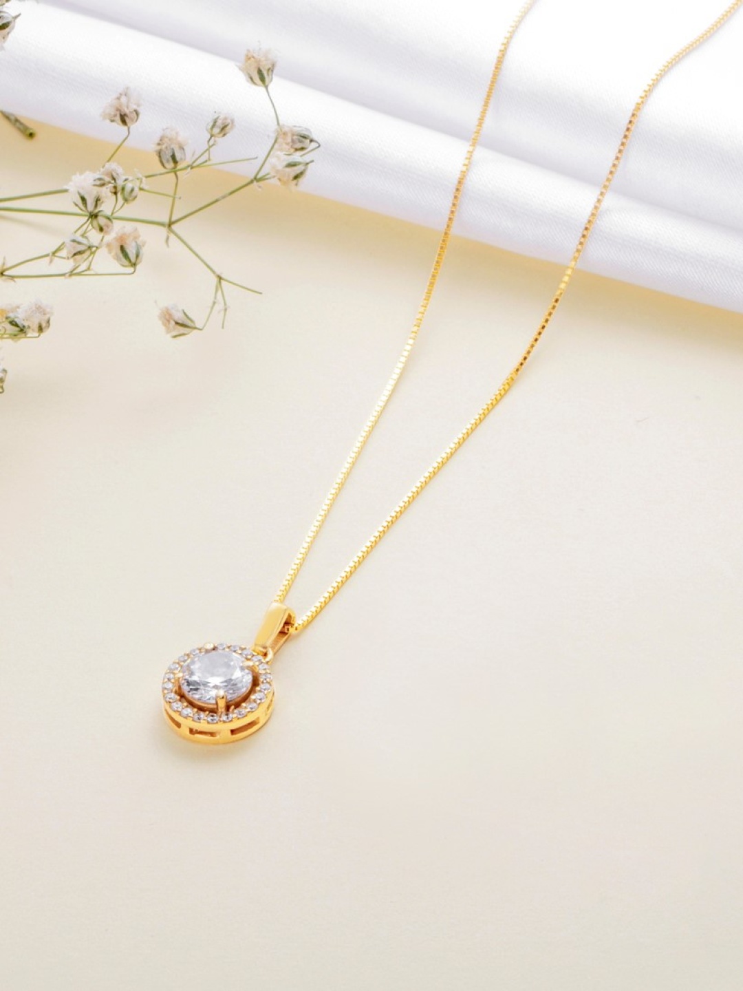 

Zavya Sterling Silver Gold-Plated Pendant With Chain